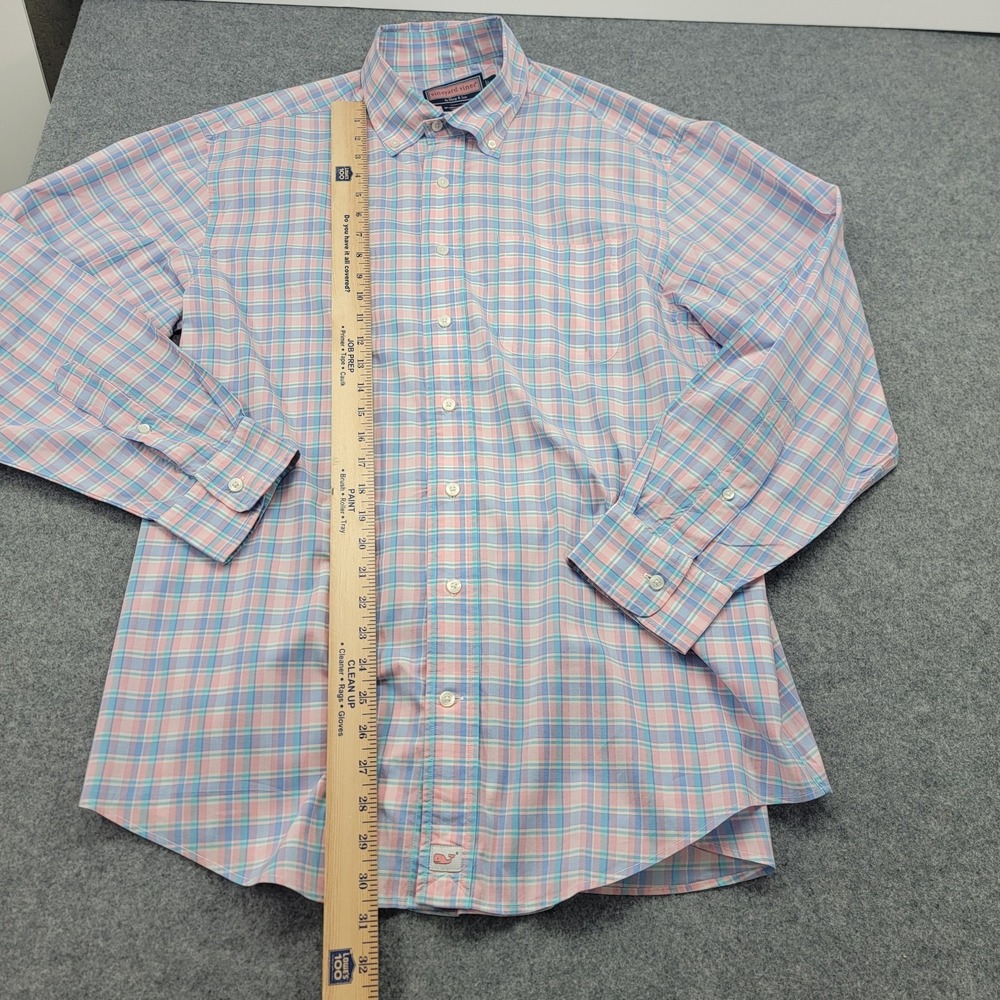 Vineyard Vines Murray Shirt Mens Large Pink Blue Check Button Down Long Sleeve - Picture 3 of 15